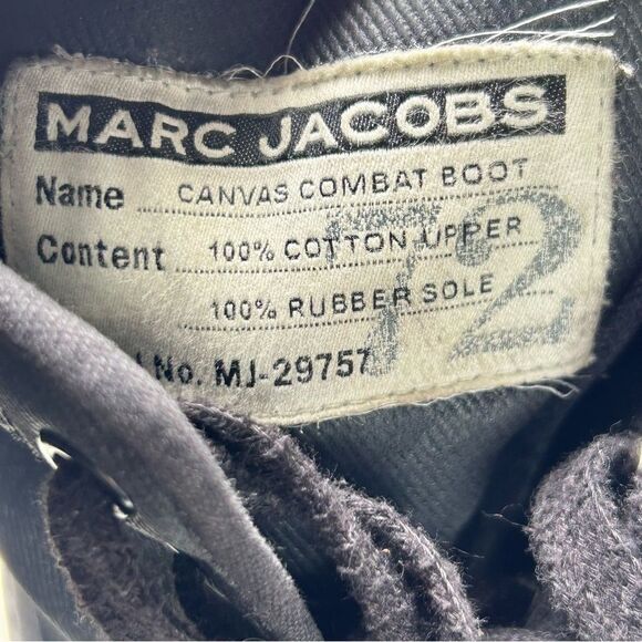 Marc Jacobs Black Waxed Canvas Combat Bristol Boot Lace Up Womens Size 10 EUR 40 - Picture 10 of 11
